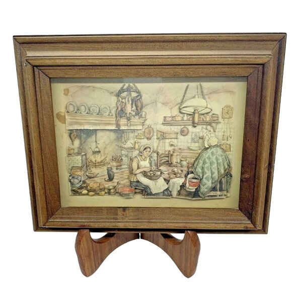 Vintage Anton Pieck 3D Shadowbox Diorama Two Women in a Kitchen Signed 8" X 10" - Picture 4 of 10